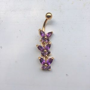 Purple Butterfly Belly Ring
