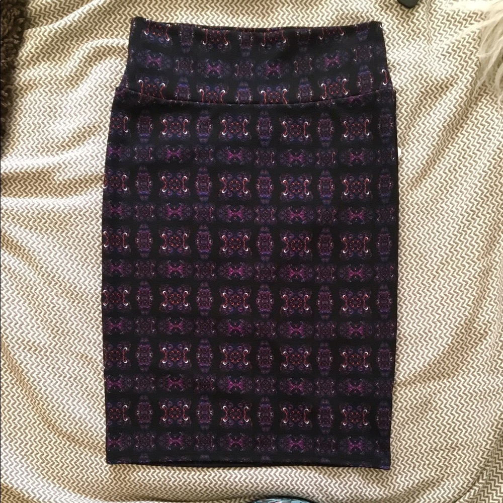 LuLaRoe Cassie Skirt Black Purple and Red Floral