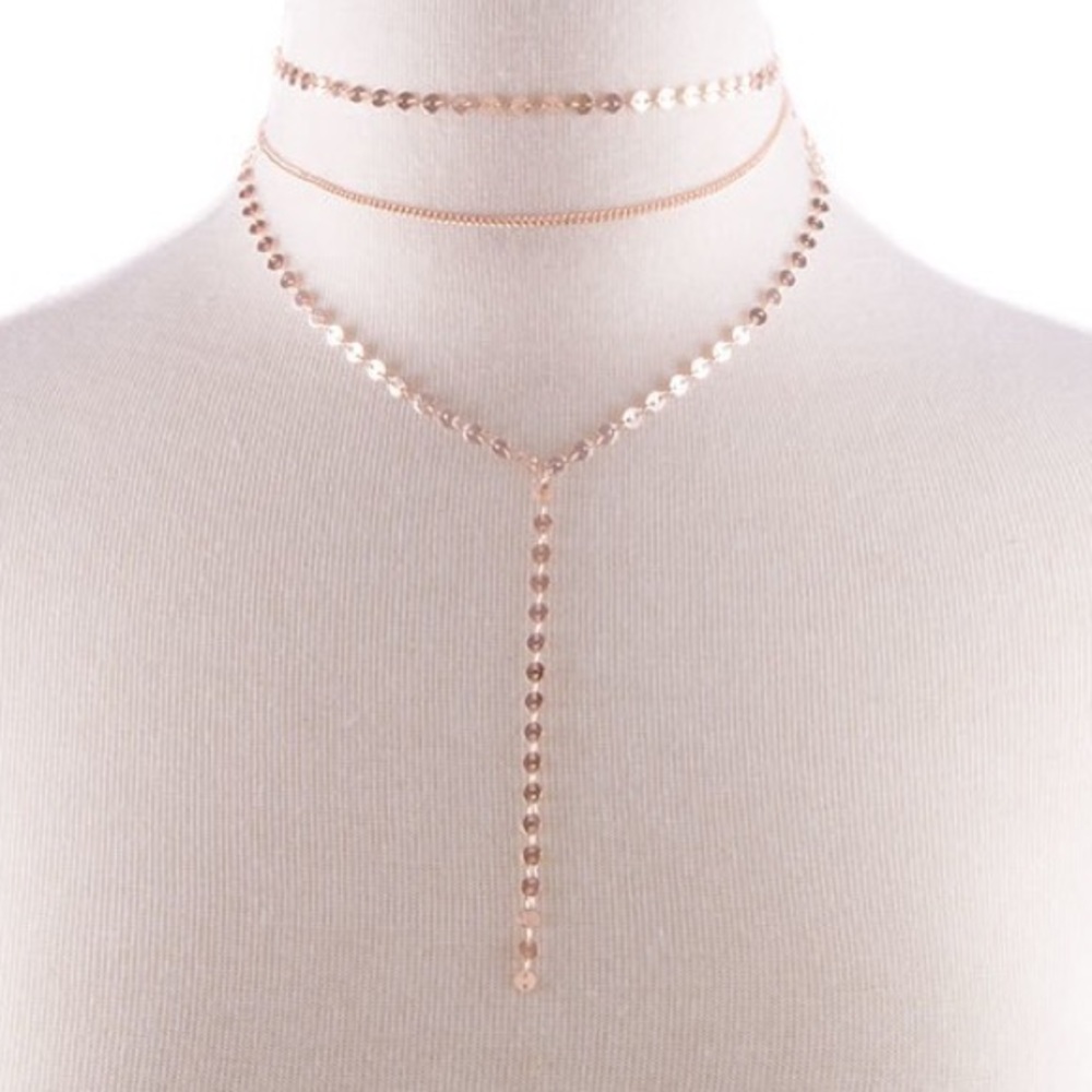 Rose Gold Dangle Simple Choker
