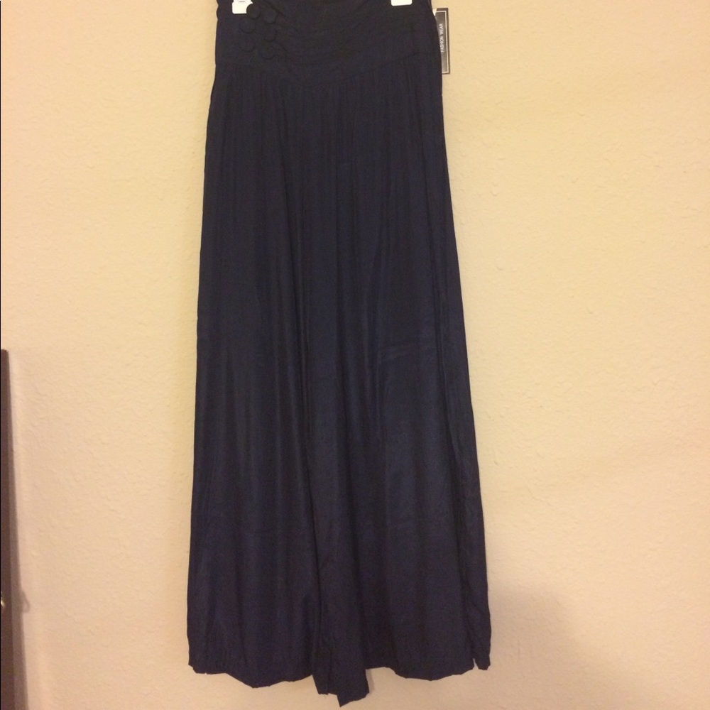 Navy & Brown High Waisted Palazzo Pants NWT