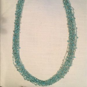 Turquoise mesh look beaded necklace