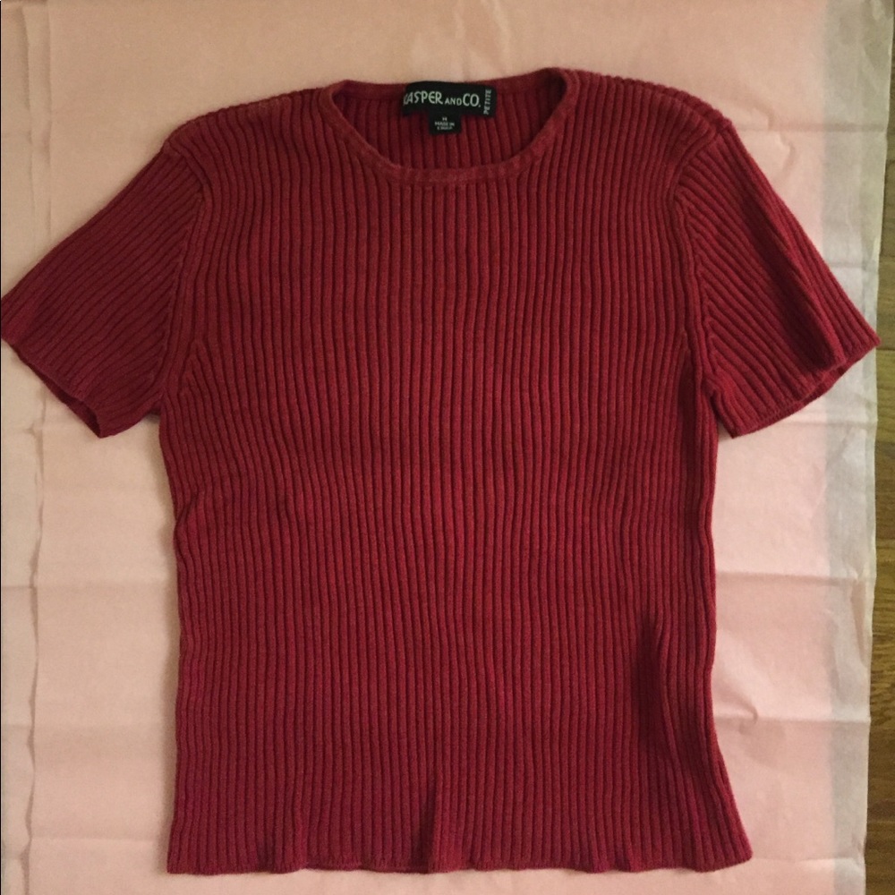 Red ribbed t-shirt