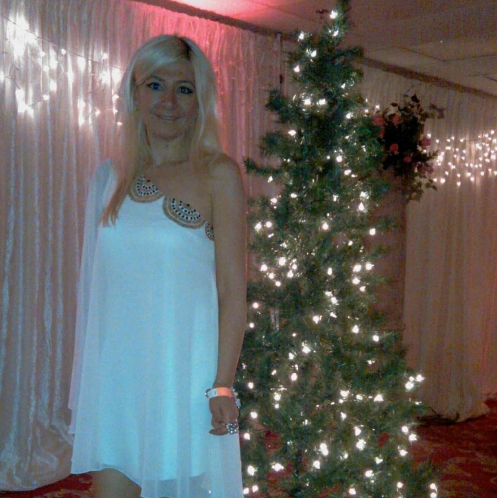 One shoulder off white goddess dress