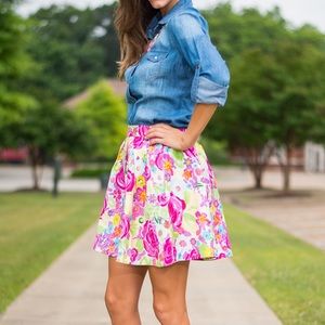 Sonic Bloom Skirt, Pink-Green