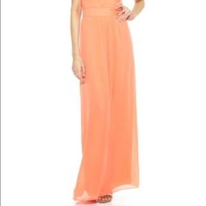 Coral Strapless Maxi Dress