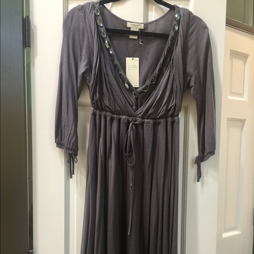 Gorgeous charcoal gray Vertigo Paris empire dress. - Picture 3 of 4