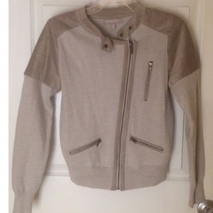 Tan moto jacket with suede detail