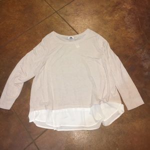 Cream, long sleeve, oversized shirt