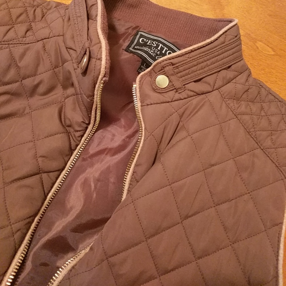 Brown Quilted Detailed Vest