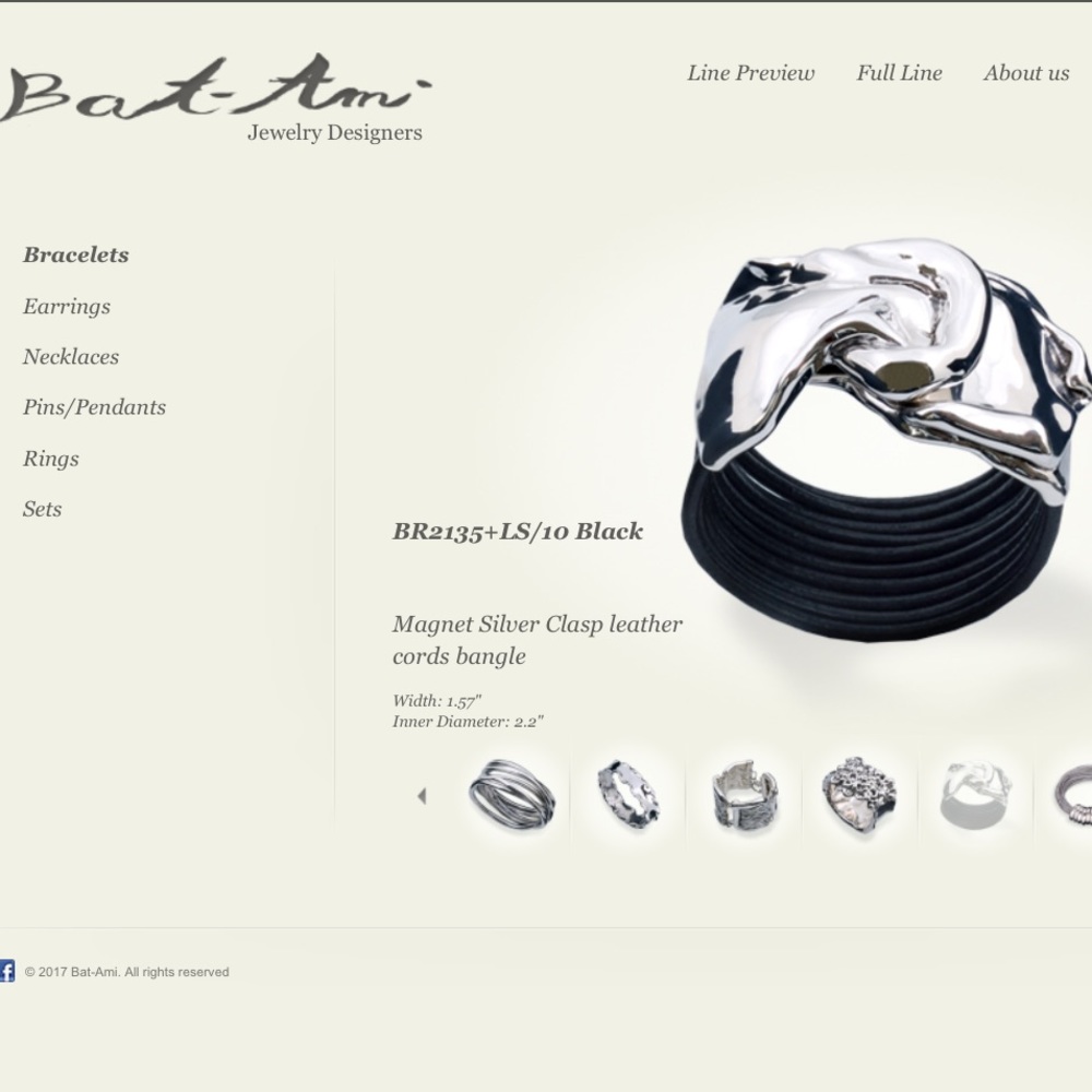 Bat-Ami Sterling Black Leather Buckle Bracelet - Picture 6 of 7