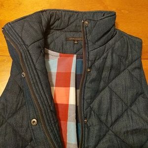 Navy Quilted Vest with Plaid Lining