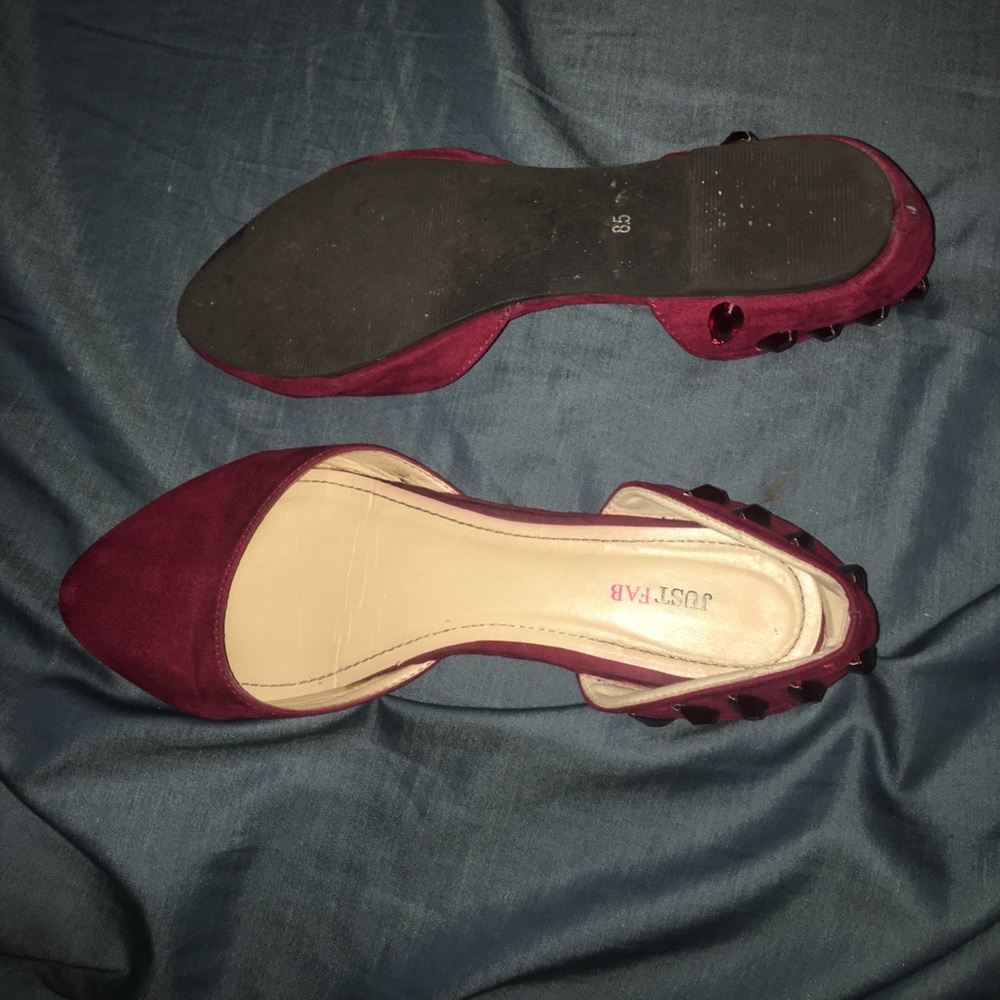 Burgundy Just Fab jeweled flats