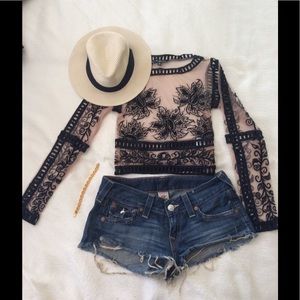 Desert nights crop mesh top by For Love & Lemons.