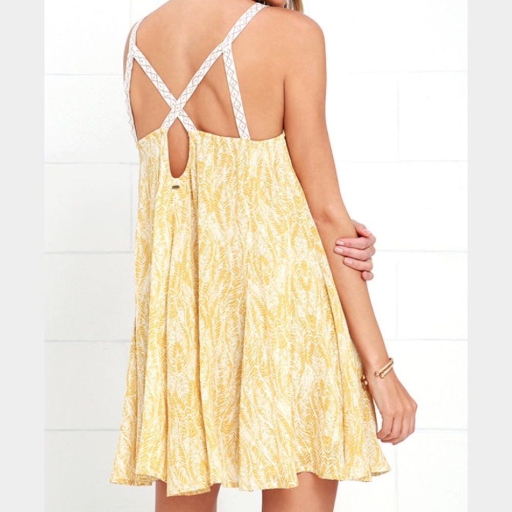 O'Neill Yellow Swing Dress with Embroidered Straps