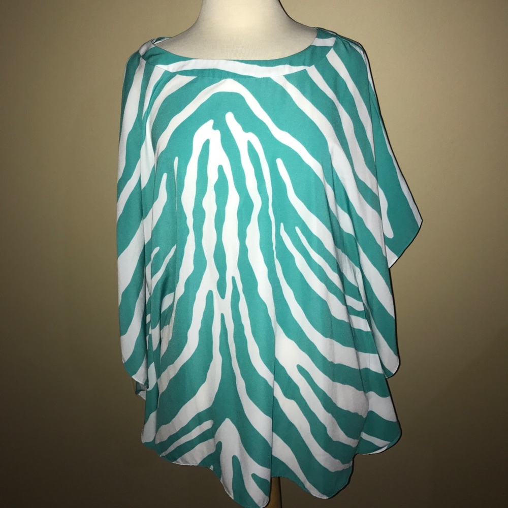 Turquoise Zebra Print Blouse