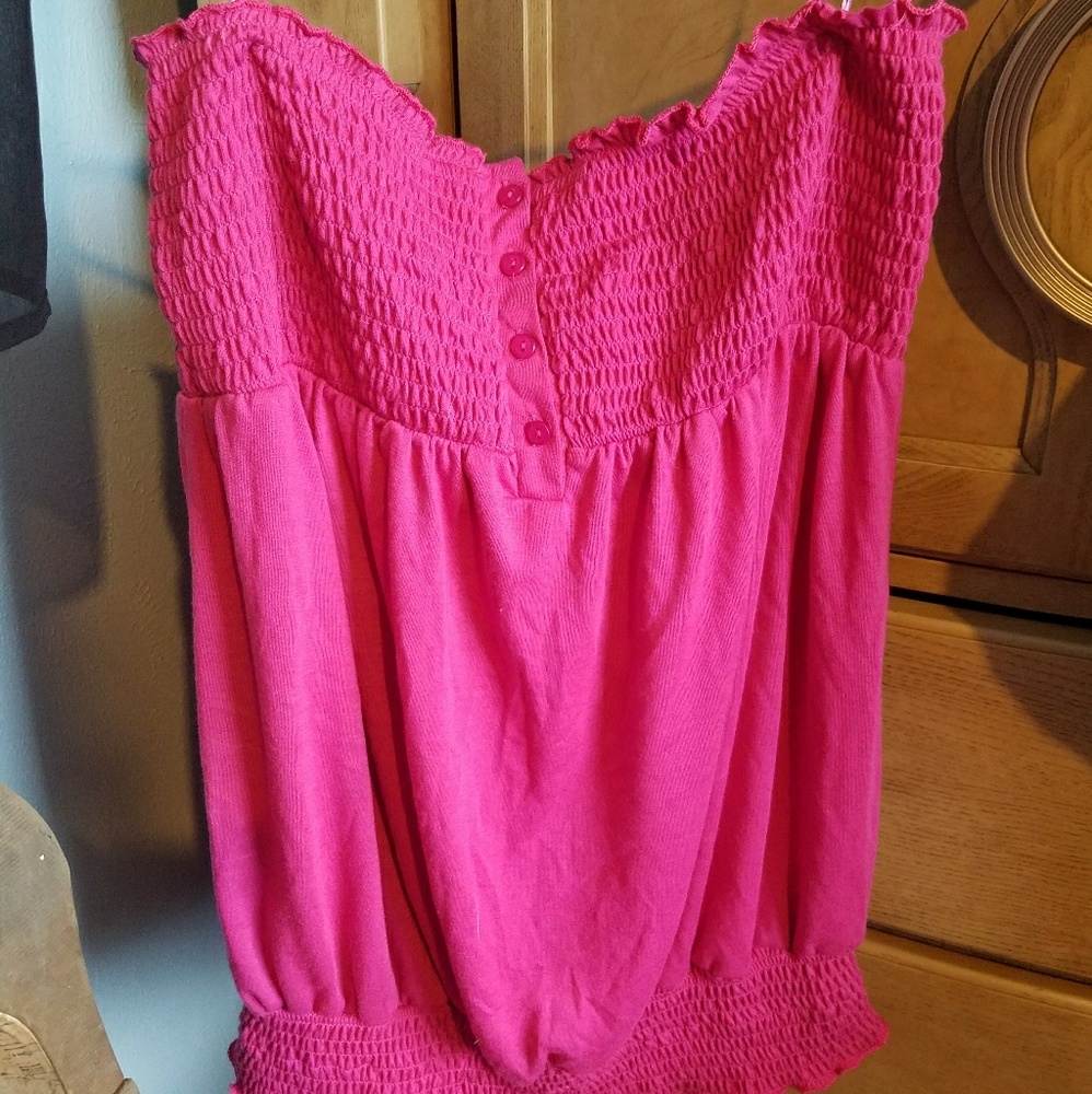 Hot pink strapless shirt