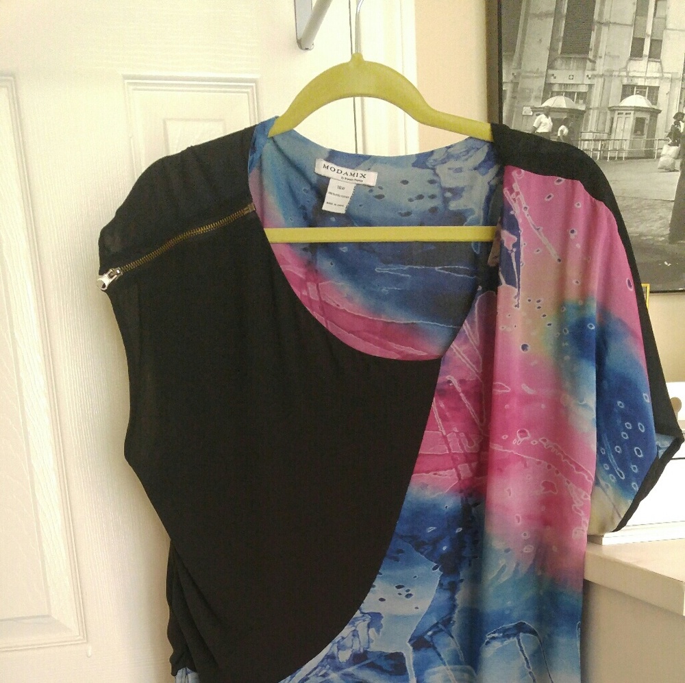 Modamix 18W watercolor celestial print dress