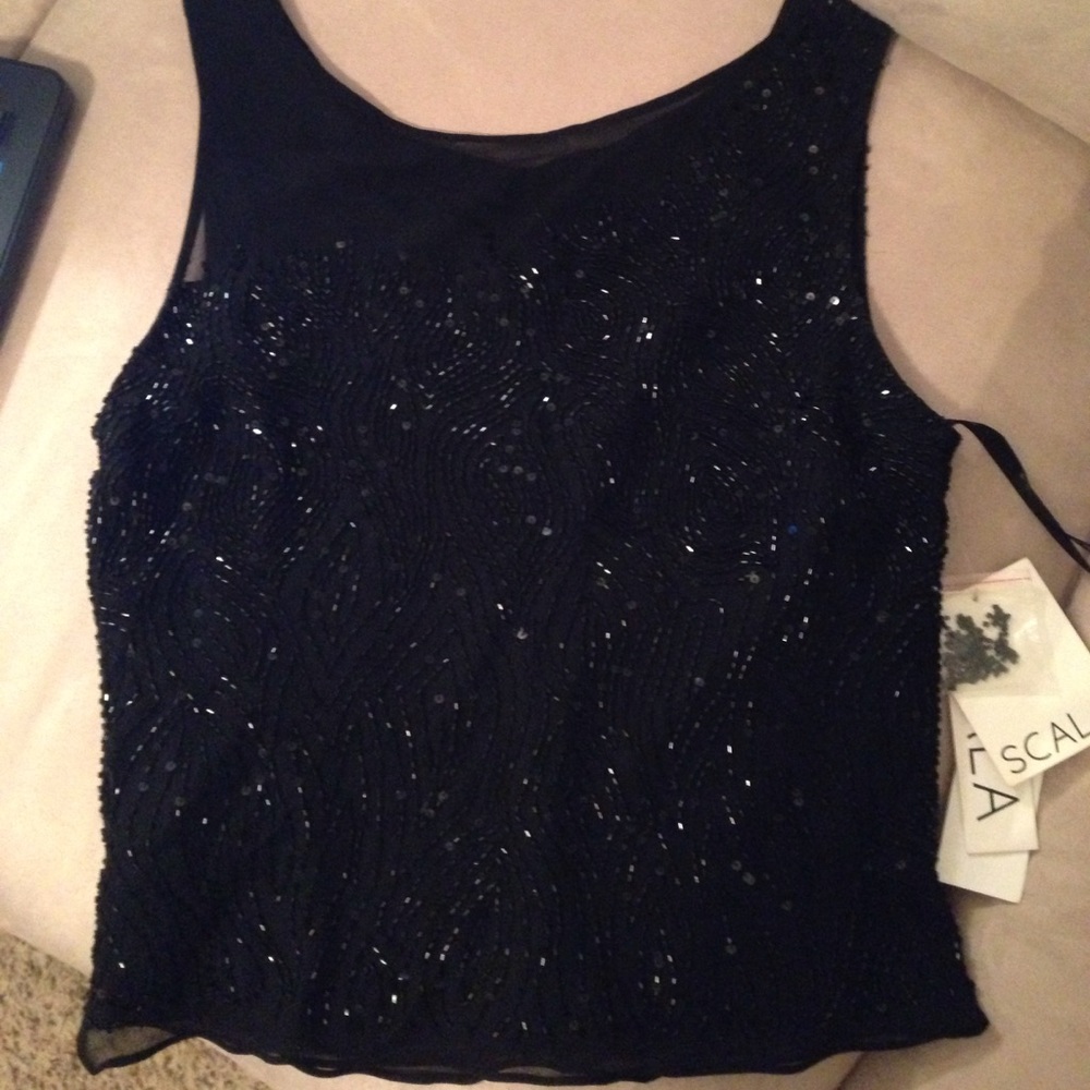 Beautiful Hand Beaded and Sequin Black Top