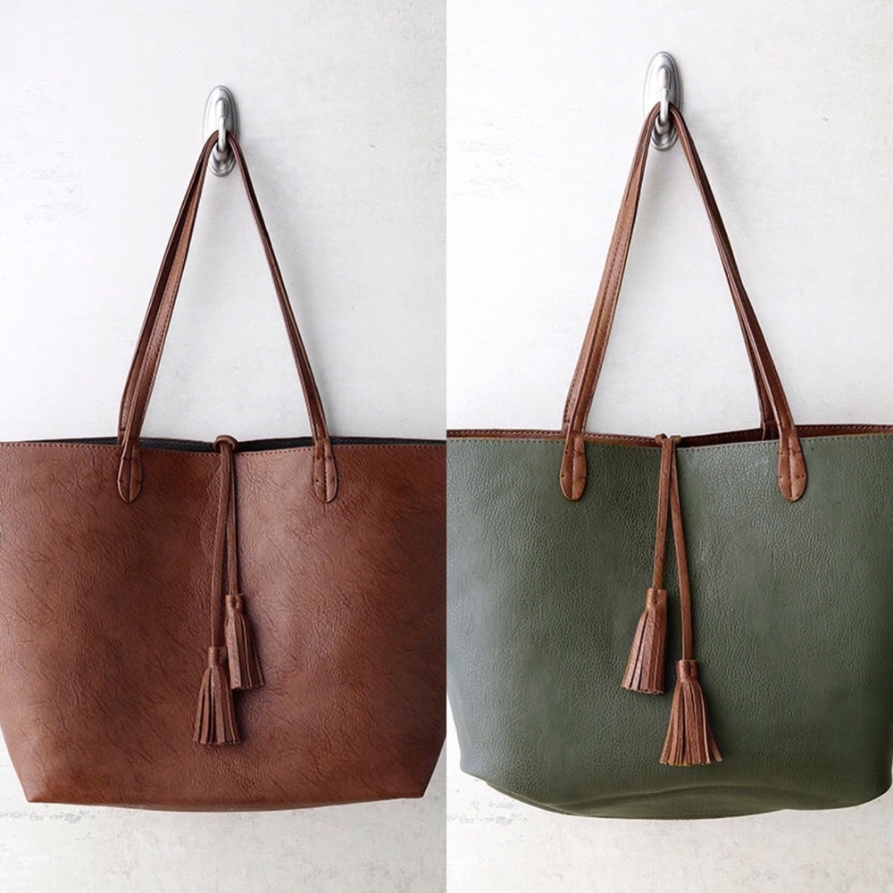 Vegan reversible tote