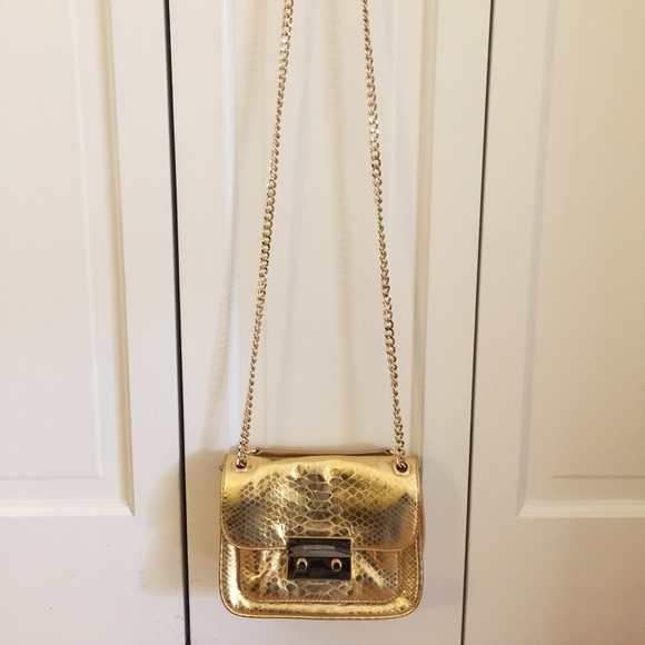 Python handbag Michael Kors Brown in Python - 26113129 Michael Kors Sloan Gold Python Cross body Bag