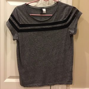 grey shirt with mesh panels