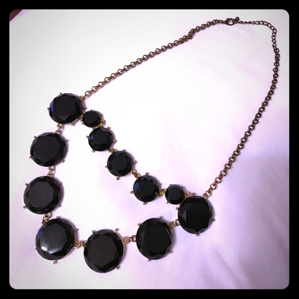 Black Enamel Circle Statement Necklace