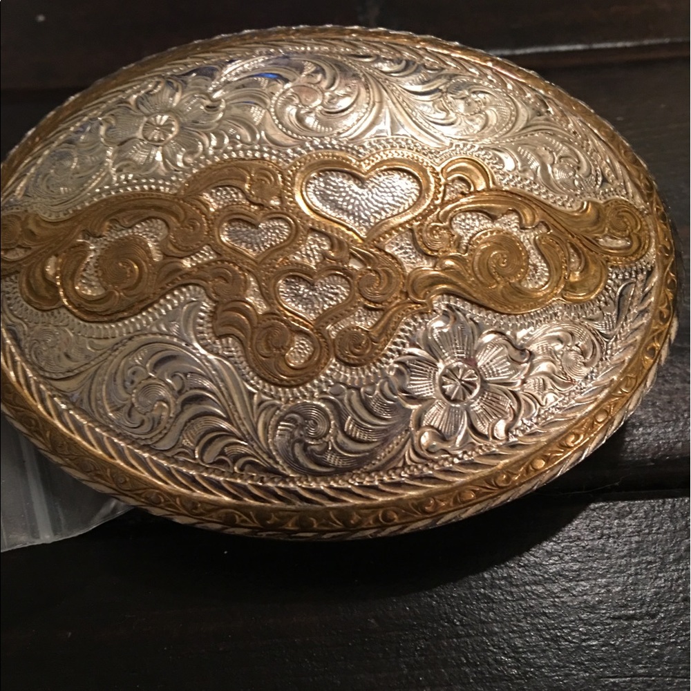 Silver and Gold Heart Belt Buckle