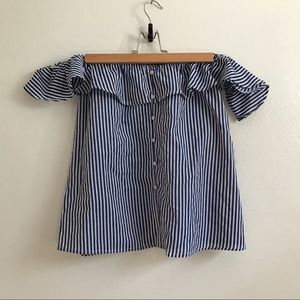 Off the shoulder striped shirt