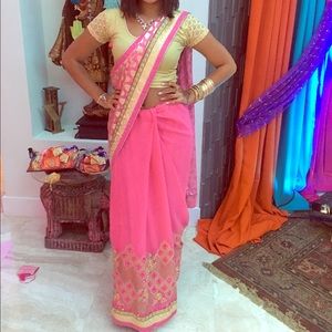 Beautiful pink & gold saree