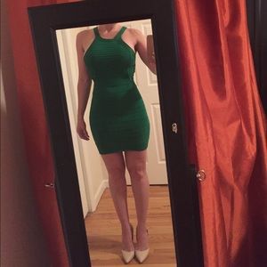 Emerald green wow couture mini bandage dress