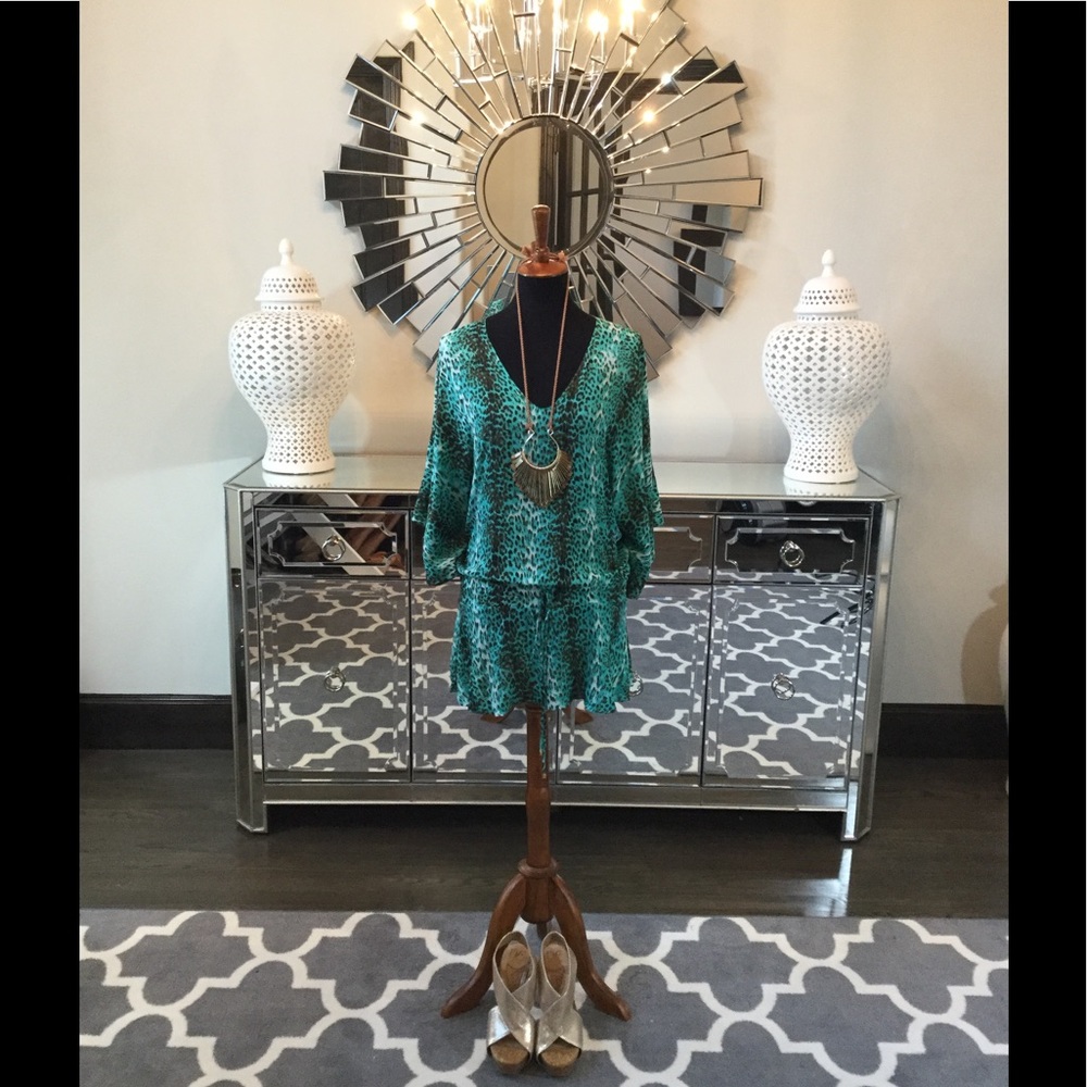 Vix Emerald Animal Print Dress