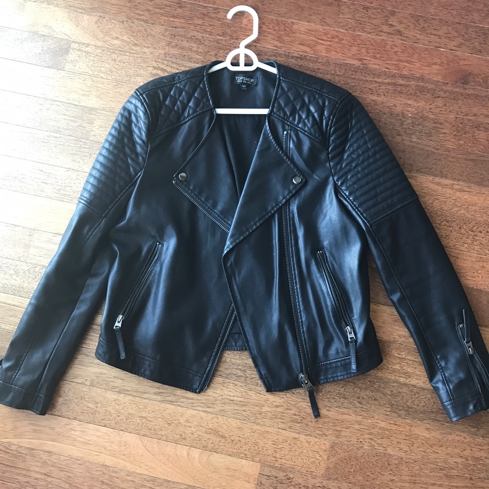 TopShop 'Polly' Faux Leather Moto Jacket