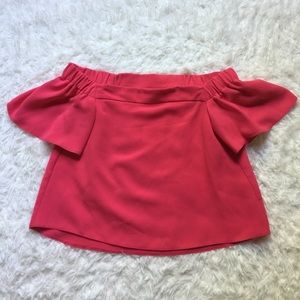 NWT [Topshop] Pink Off-Shoulder Crop Top - US 2