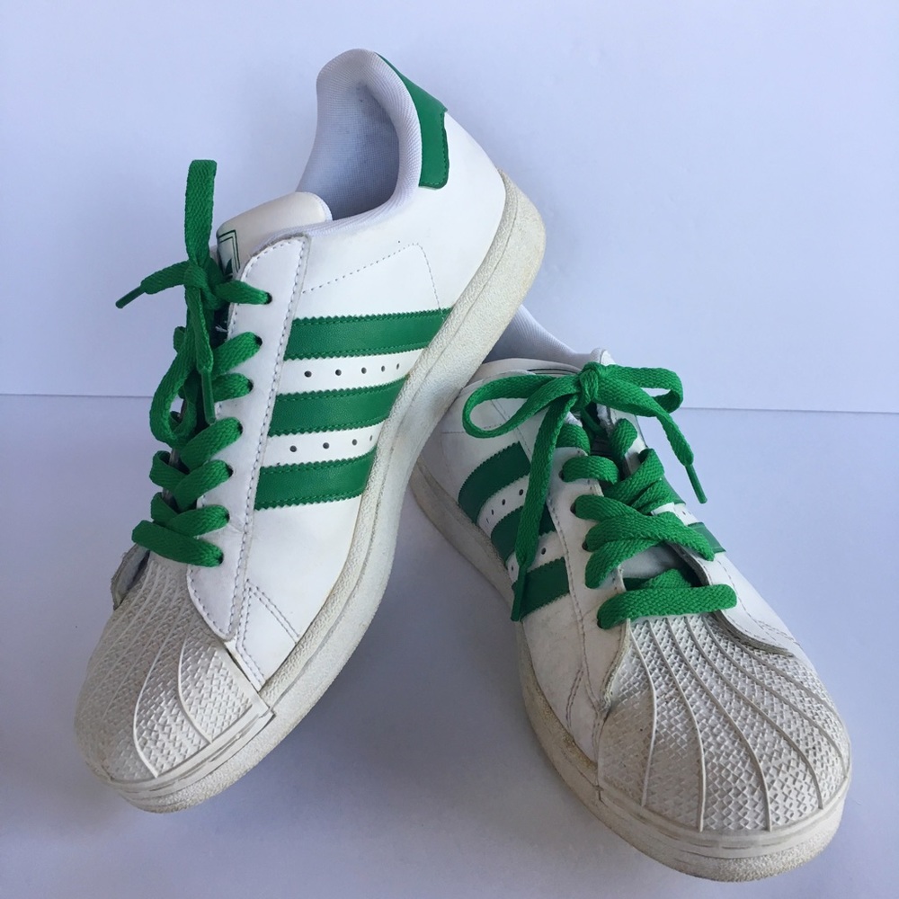 Adidas Green/white Shelltoe Superstars