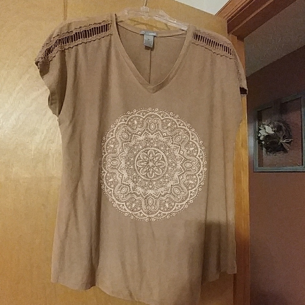 Tan faux suede shirt