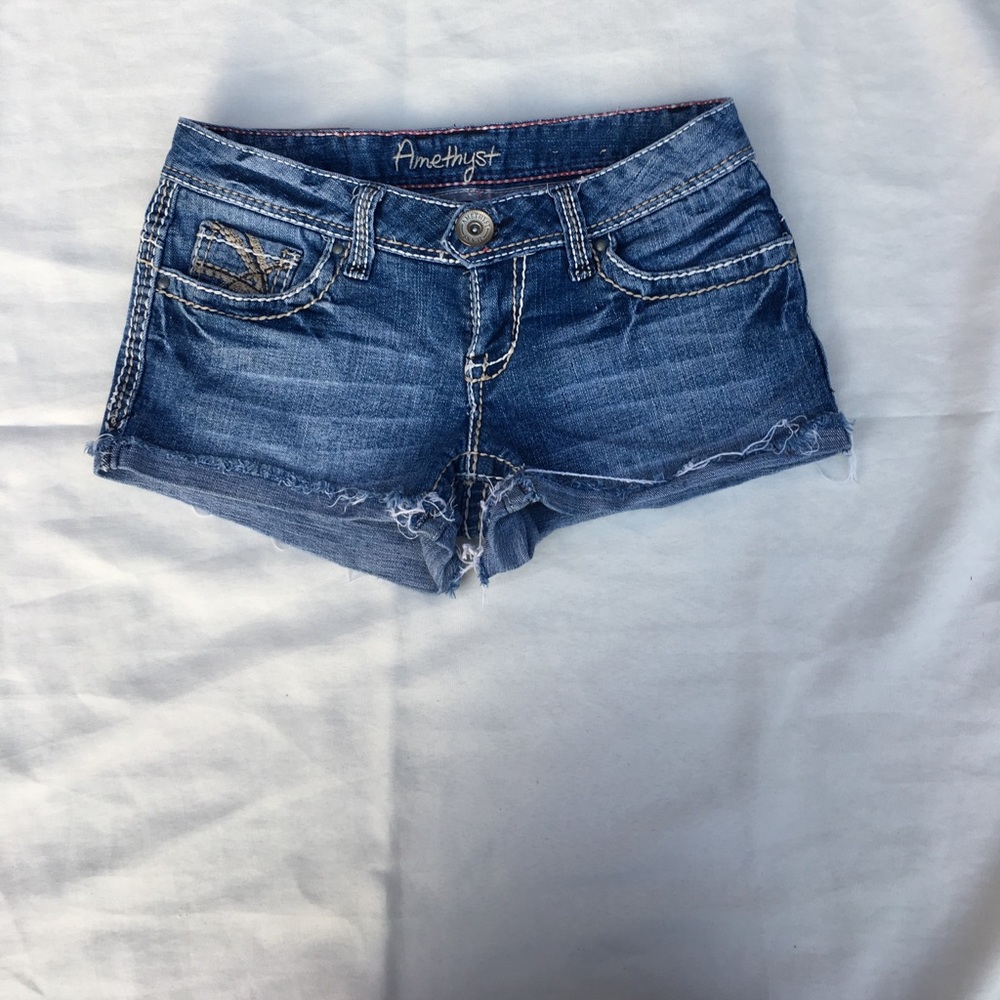 Folded frayed Jean shorts