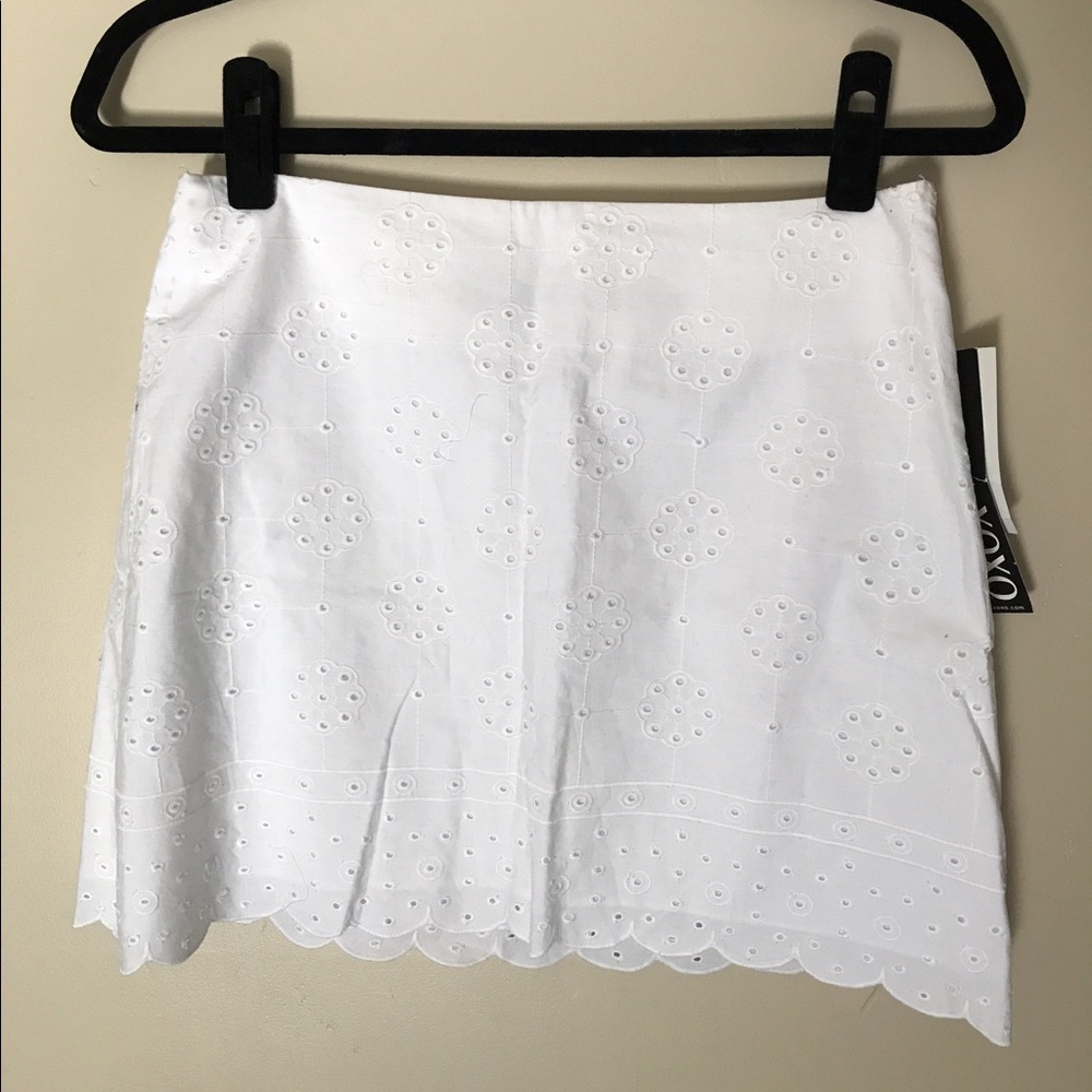White Eyelet Summer mini skirt