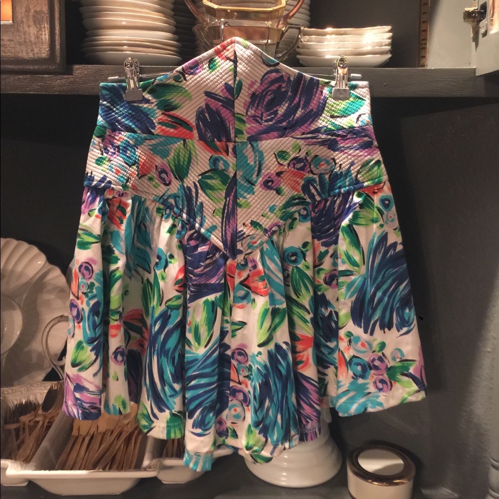 Vintage high waisted floral circle mini skirt 4/6