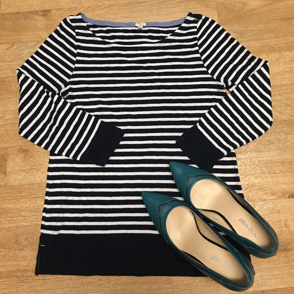 J. Crew Navy white striped top