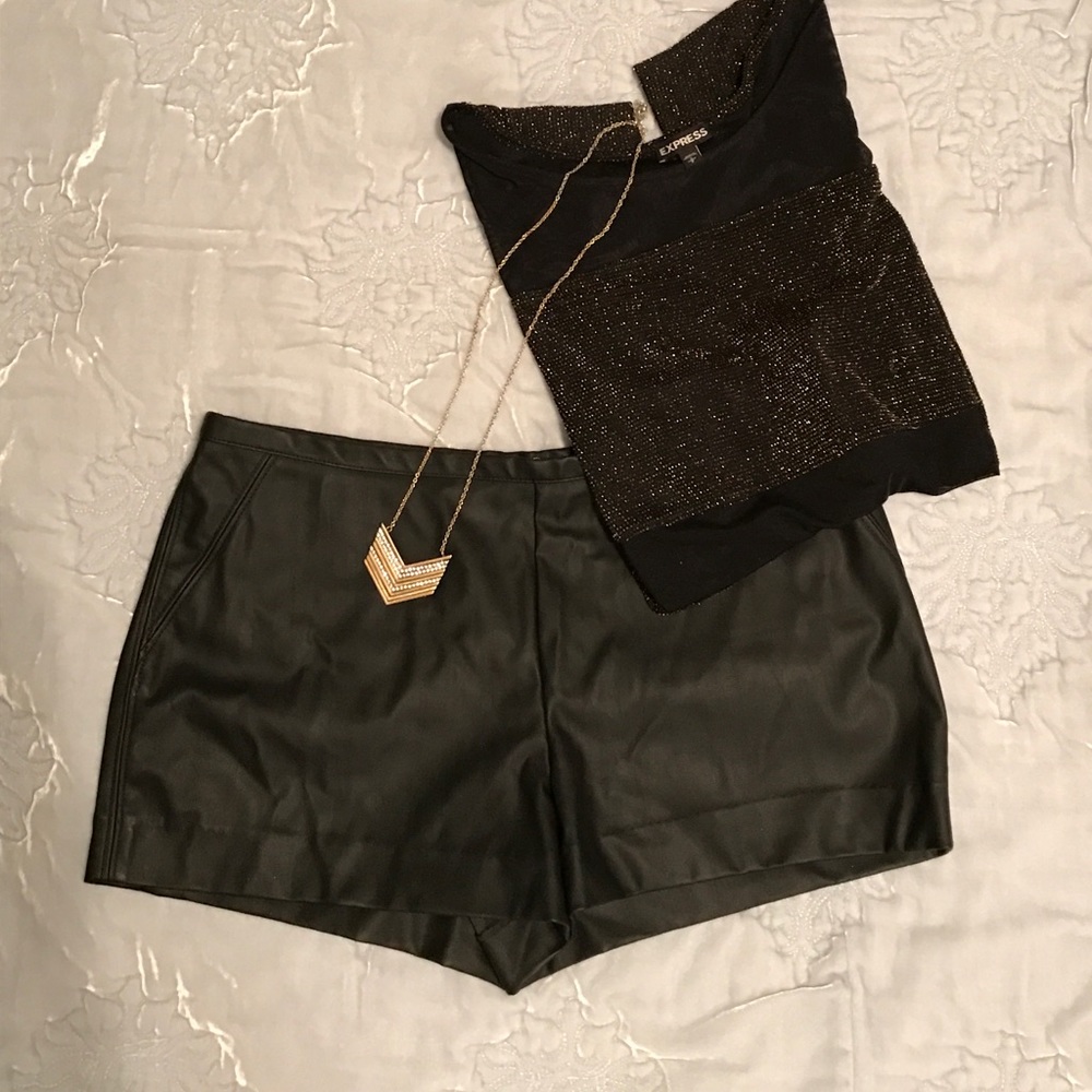 Black Pleather Shorts