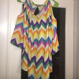 Chevron, cold shoulder blouse
