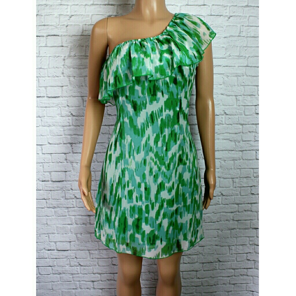 Jenny Han Green One Shoulder Silk Dress