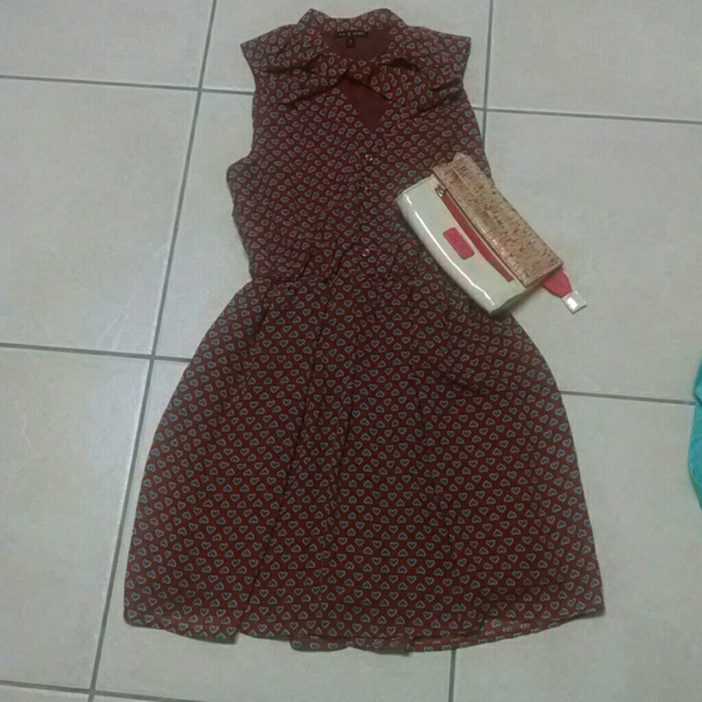 5 for $12 Cute dress burnt orange blue hearts m