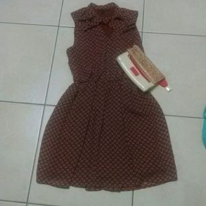 5 for $12 Cute dress burnt orange blue hearts m