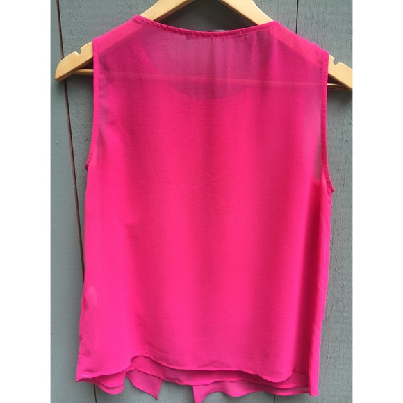 Zara Hot Pink Sleeveless Blouse - medium - Picture 3 of 7