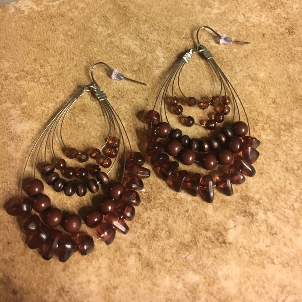 Beautiful brown Beaded chandelier earrings!