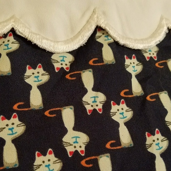 Sold Cat kitten print Peter pan collar dress - Picture 2 of 5