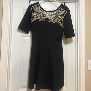 Black Art Nouveau A-line Dress Size L