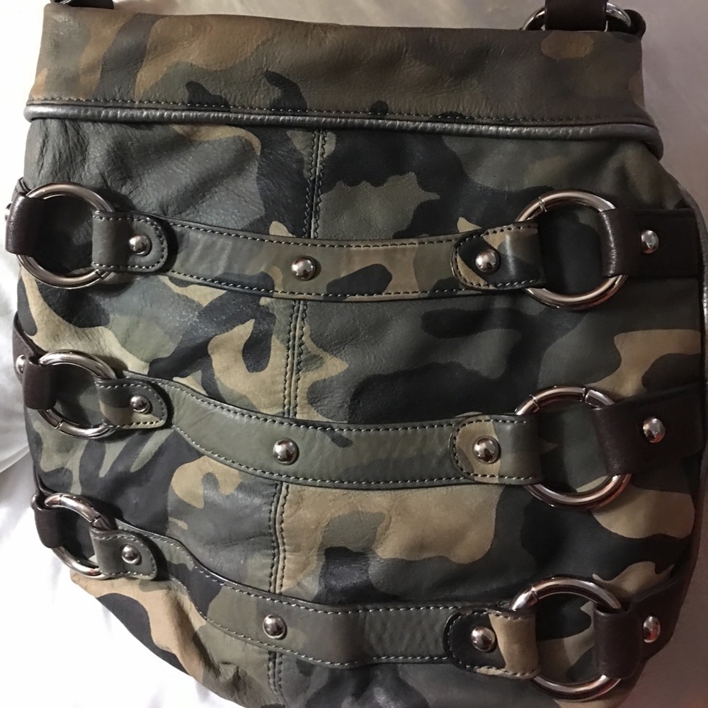 B. Markowski Leather Camo Crossbody