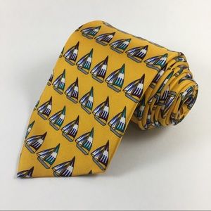 Brooks Brothers Yellow Sail Boat Nautical Tie
